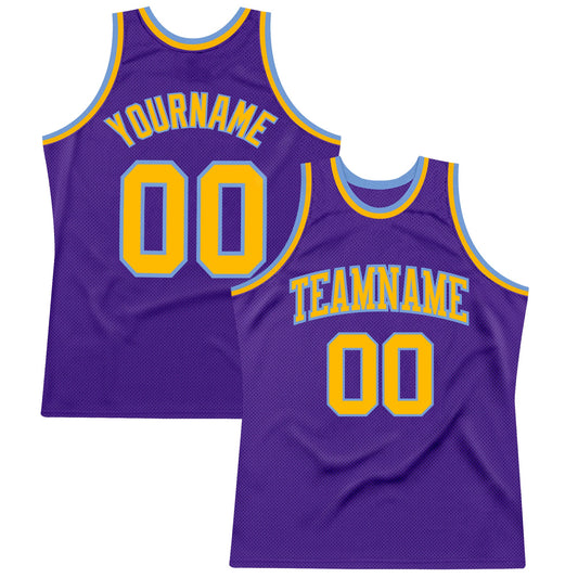 Custom Purple Gold-Light Blue Authentic Throwback Basketball Jersey - Sky-Custom