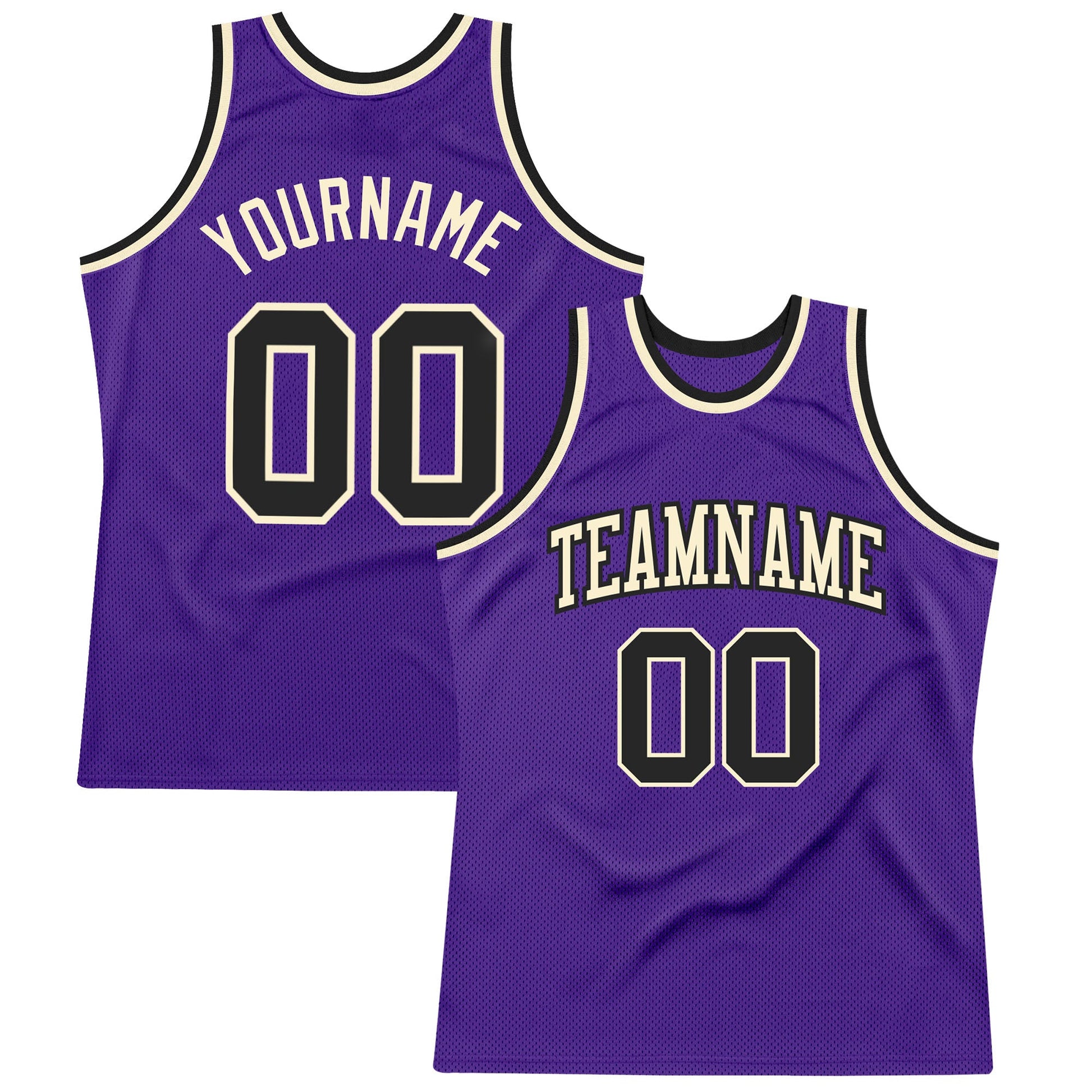 Custom Purple Black-Cream Authentic Throwback Basketball Jersey - Sky-Custom