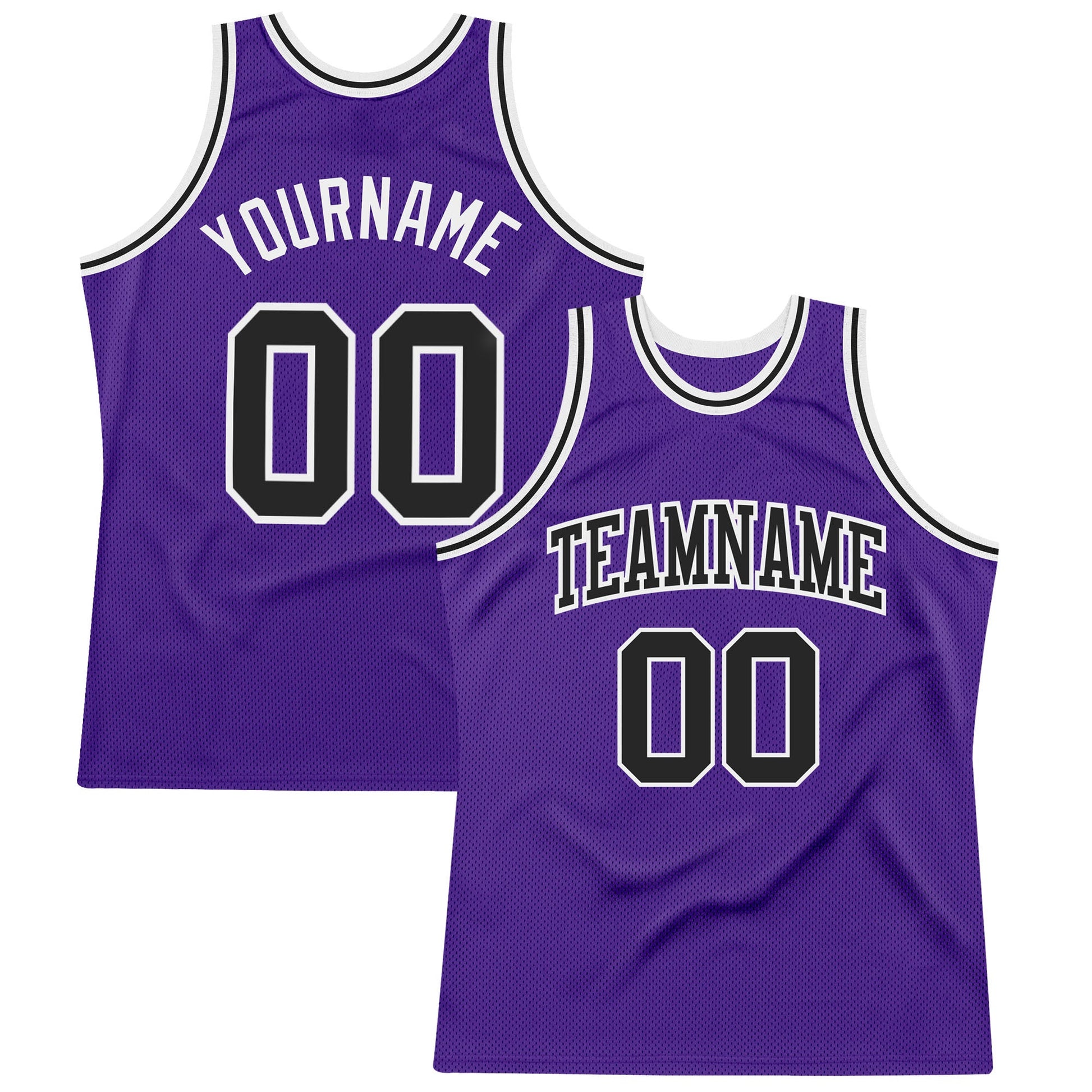 Custom Purple Black-White Authentic Throwback Basketball Jersey - Sky-Custom