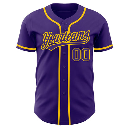 Custom Purple Purple-Gold Authentic Baseball Jersey - Sky-Custom