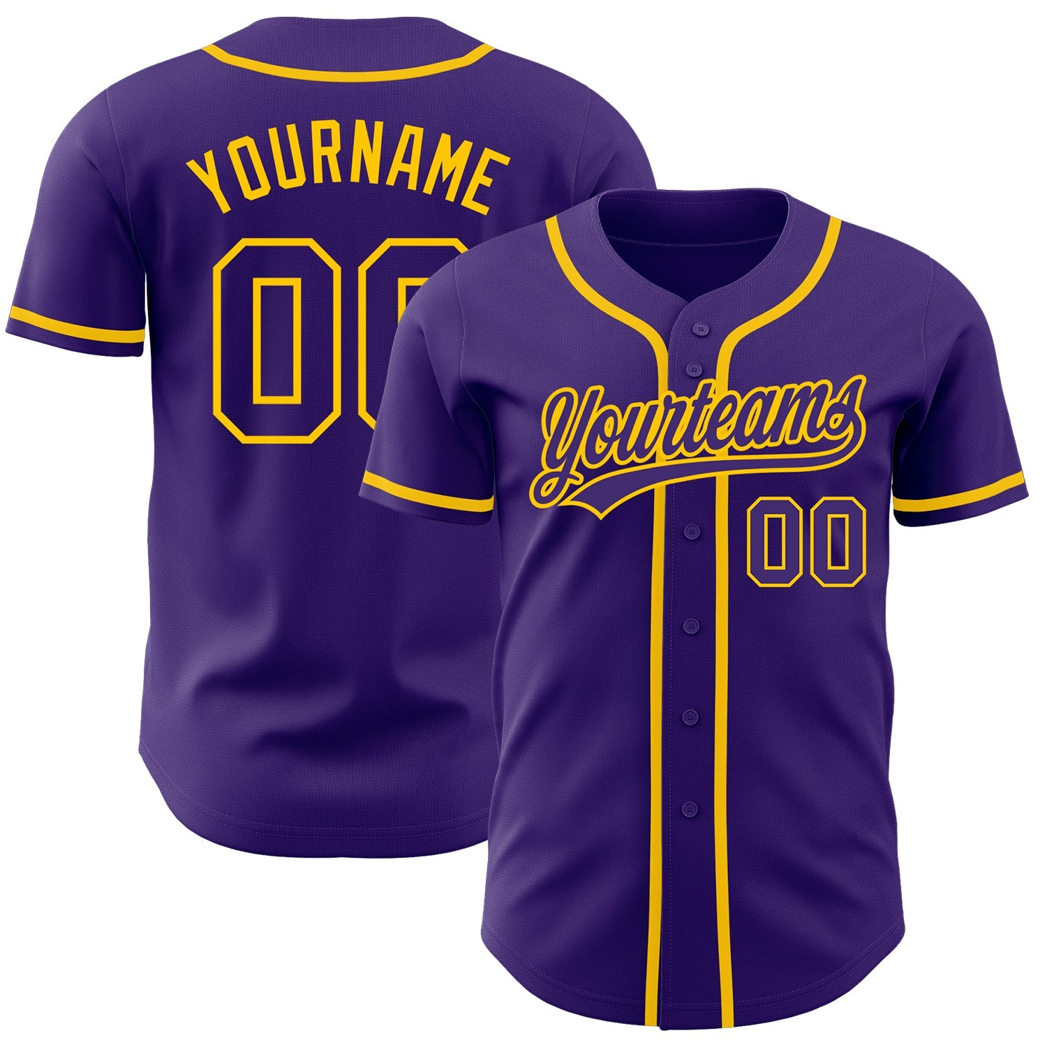 Custom Purple Purple-Gold Authentic Baseball Jersey - Sky-Custom