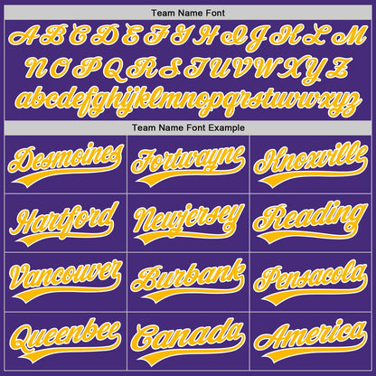 Custom Purple Gold-White Authentic Baseball Jersey - Sky-Custom