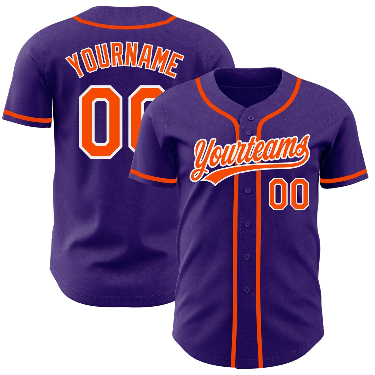 Custom Purple Orange-White Authentic Baseball Jersey - Sky-Custom