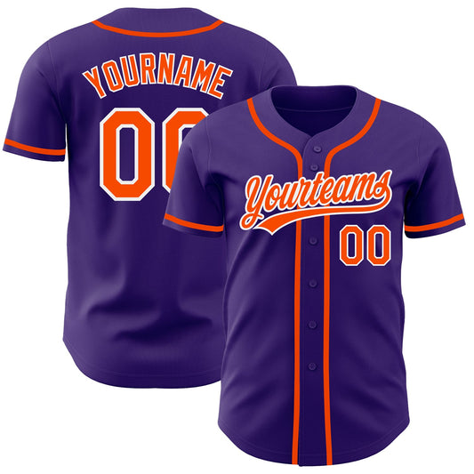 Custom Purple Orange-White Authentic Baseball Jersey - Sky-Custom