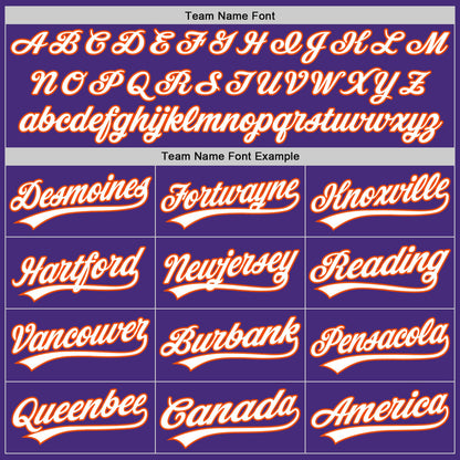 Custom Purple White-Orange Authentic Baseball Jersey - Sky-Custom