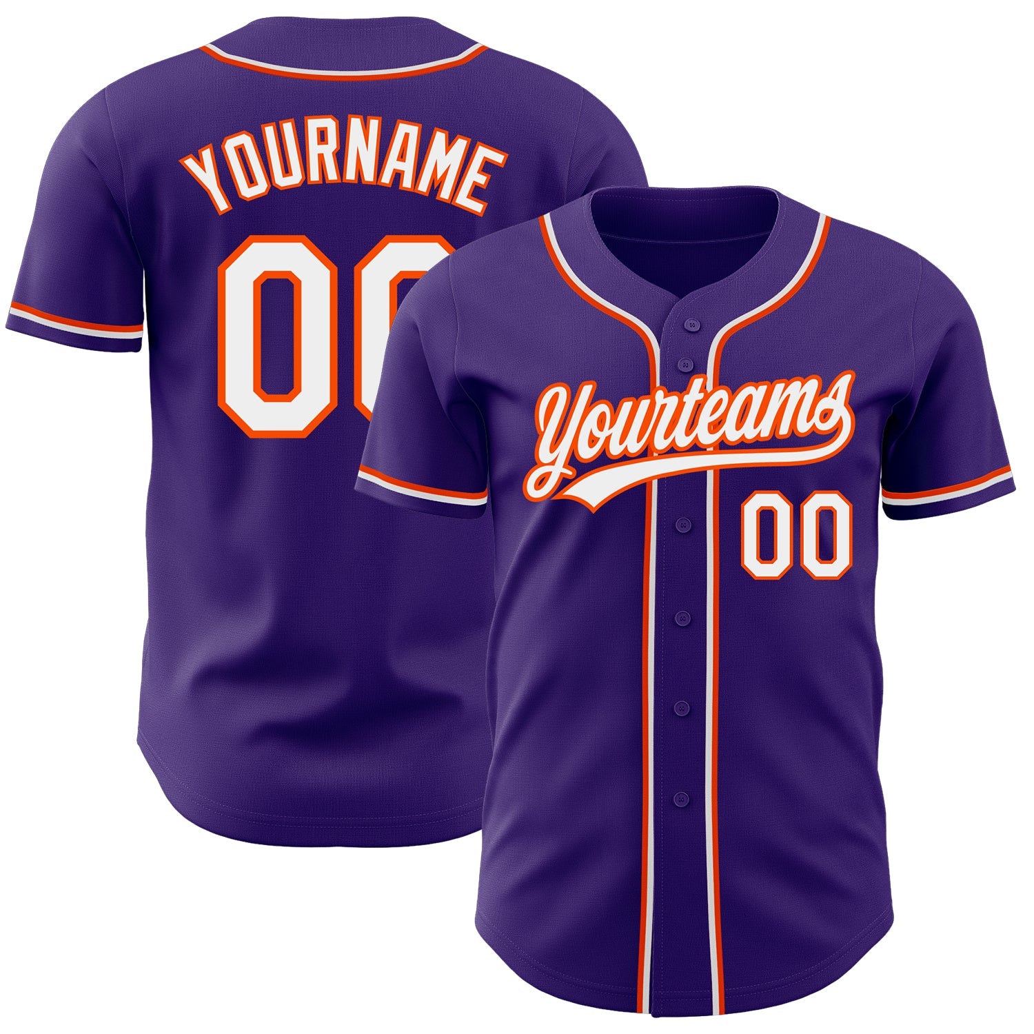 Custom Purple White-Orange Authentic Baseball Jersey - Sky-Custom