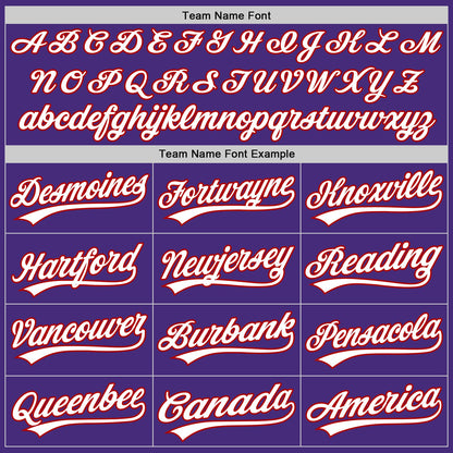 Custom Purple White-Red Authentic Baseball Jersey - Sky-Custom