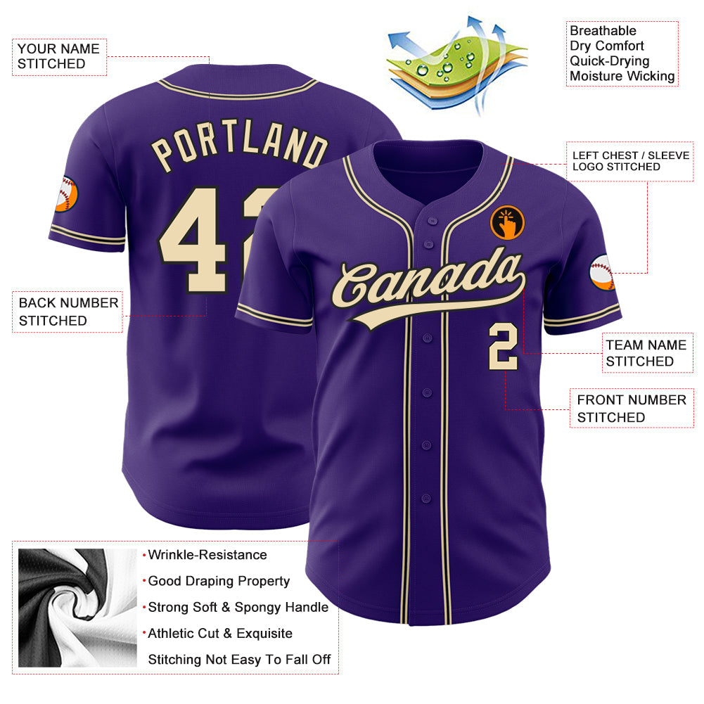 Custom Purple City Cream-Black Authentic Baseball Jersey - Sky-Custom