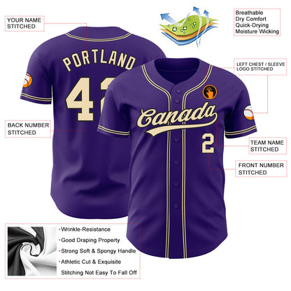 Custom Purple City Cream-Black Authentic Baseball Jersey - Sky-Custom