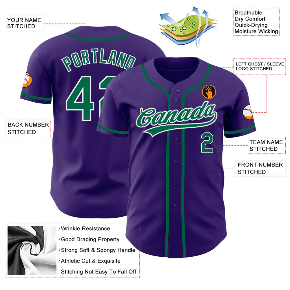 Custom Purple Kelly Green-White Authentic Baseball Jersey - Sky-Custom