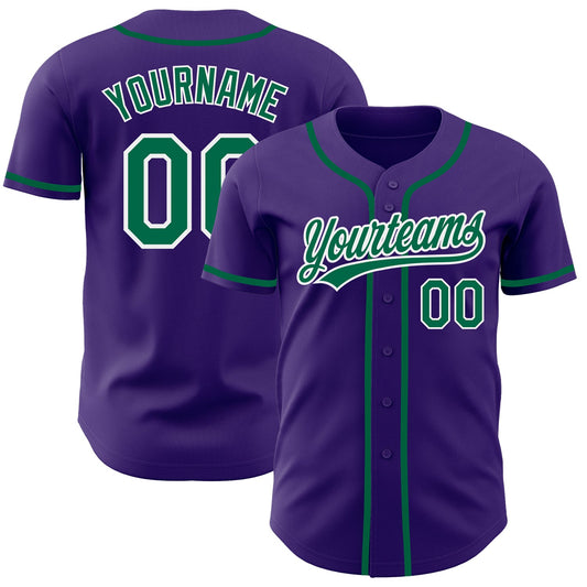 Custom Purple Kelly Green-White Authentic Baseball Jersey - Sky-Custom