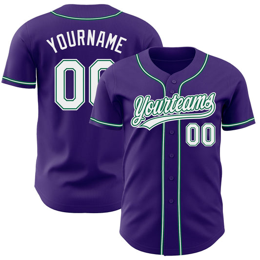 Custom Purple White-Kelly Green Authentic Baseball Jersey - Sky-Custom