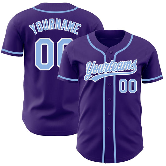 Custom Purple Light Blue-White Authentic Baseball Jersey - Sky-Custom