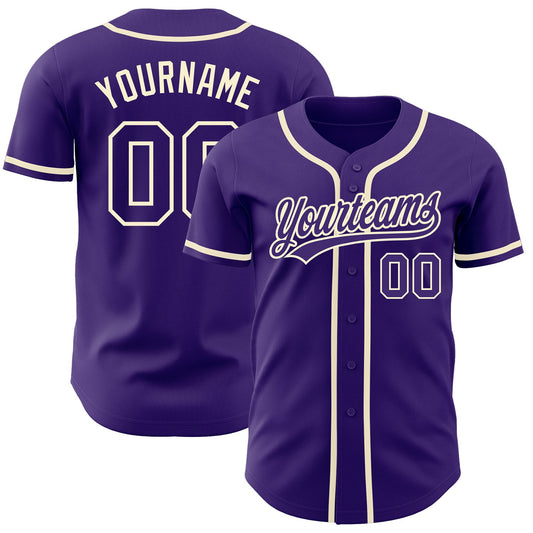 Custom Purple Purple-Cream Authentic Baseball Jersey - Sky-Custom