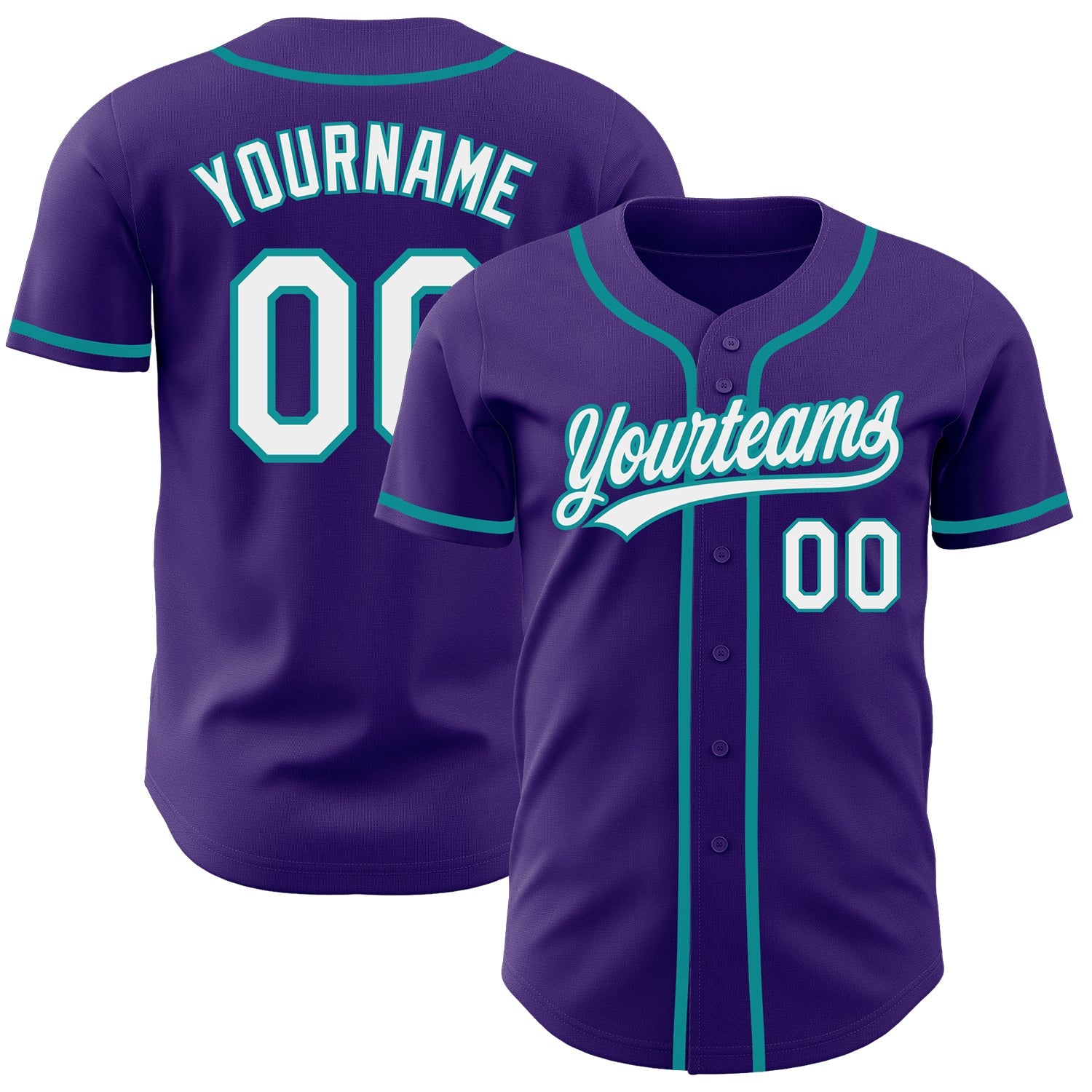 Custom Purple White-Teal Authentic Baseball Jersey - Sky-Custom