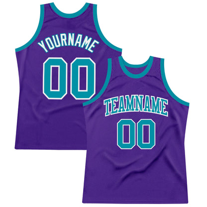 Custom Purple Teal-White Authentic Throwback Basketball Jersey - Sky-Custom