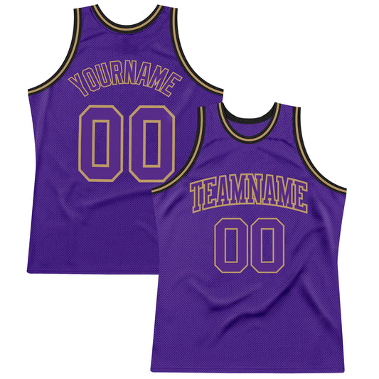 Custom Purple Purple Old Gold-Black Authentic Throwback Basketball Jersey - Sky-Custom