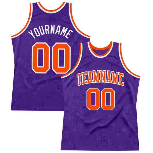 Custom Purple Orange-White Authentic Throwback Basketball Jersey - Sky-Custom