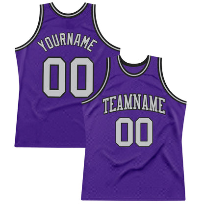 Custom Purple Gray-Black Authentic Throwback Basketball Jersey - Sky-Custom