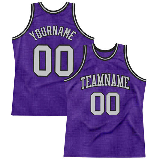 Custom Purple Gray-Black Authentic Throwback Basketball Jersey - Sky-Custom