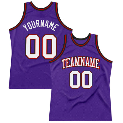 Custom Purple White Red-Black Authentic Throwback Basketball Jersey - Sky-Custom