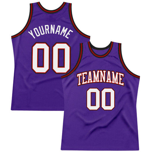 Custom Purple White Red-Black Authentic Throwback Basketball Jersey - Sky-Custom