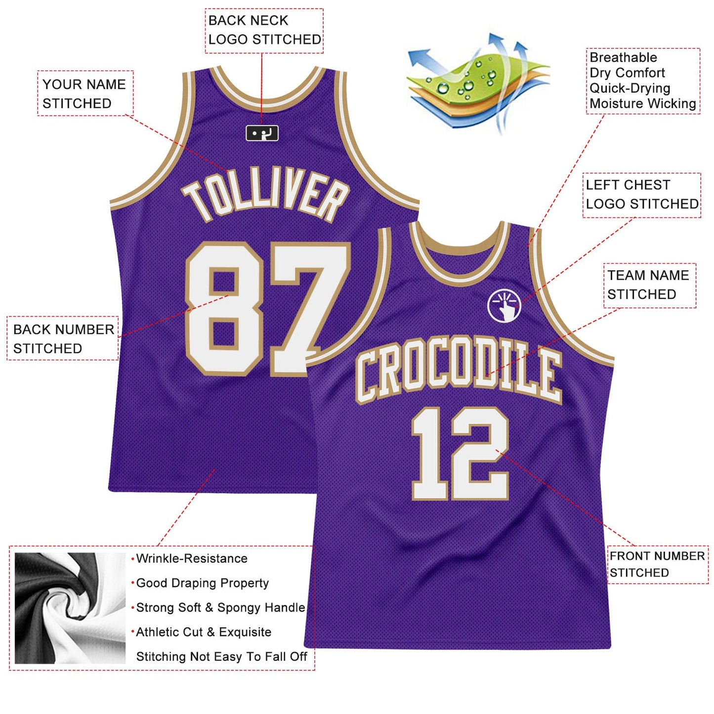 Custom Purple White-Old Gold Authentic Throwback Basketball Jersey - Sky-Custom