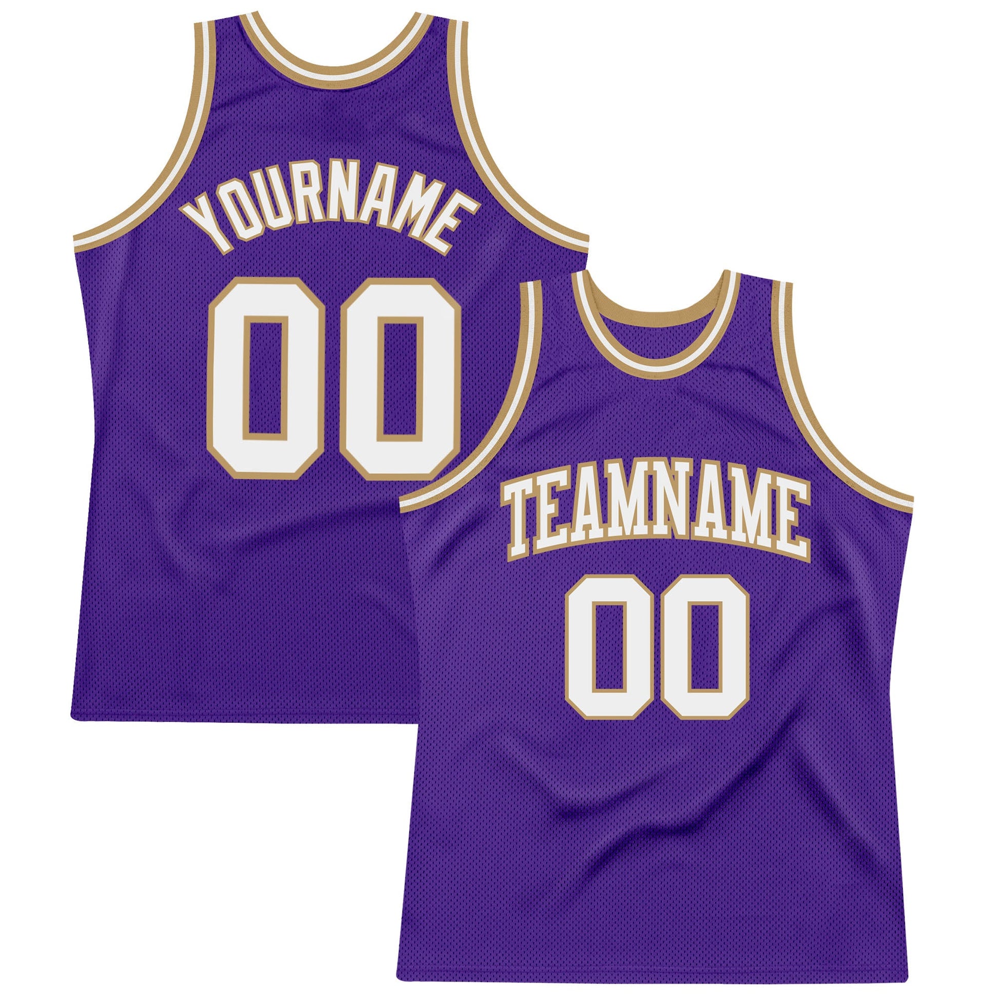 Custom Purple White-Old Gold Authentic Throwback Basketball Jersey - Sky-Custom