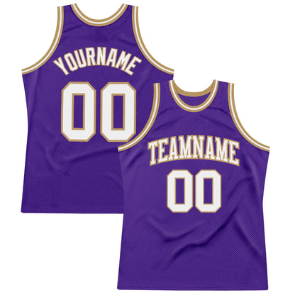Custom Purple White-Old Gold Authentic Throwback Basketball Jersey - Sky-Custom