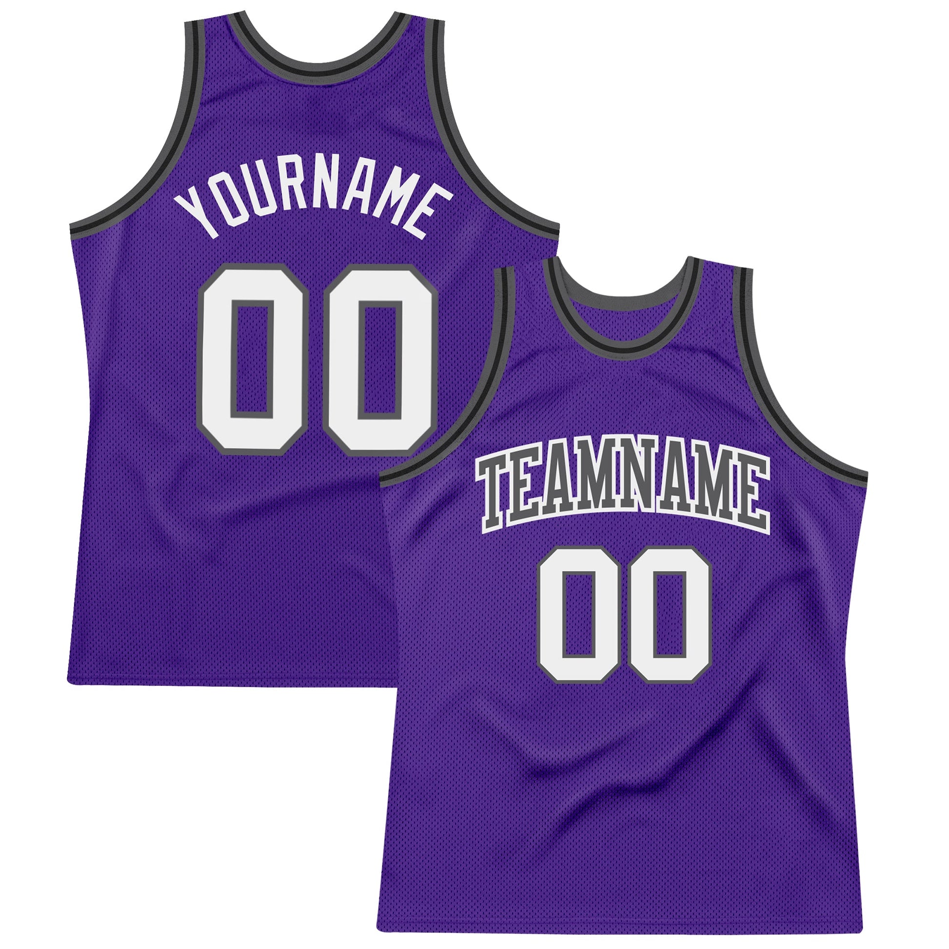 Custom Purple White Steel Gray-Black Authentic Throwback Basketball Jersey - Sky-Custom