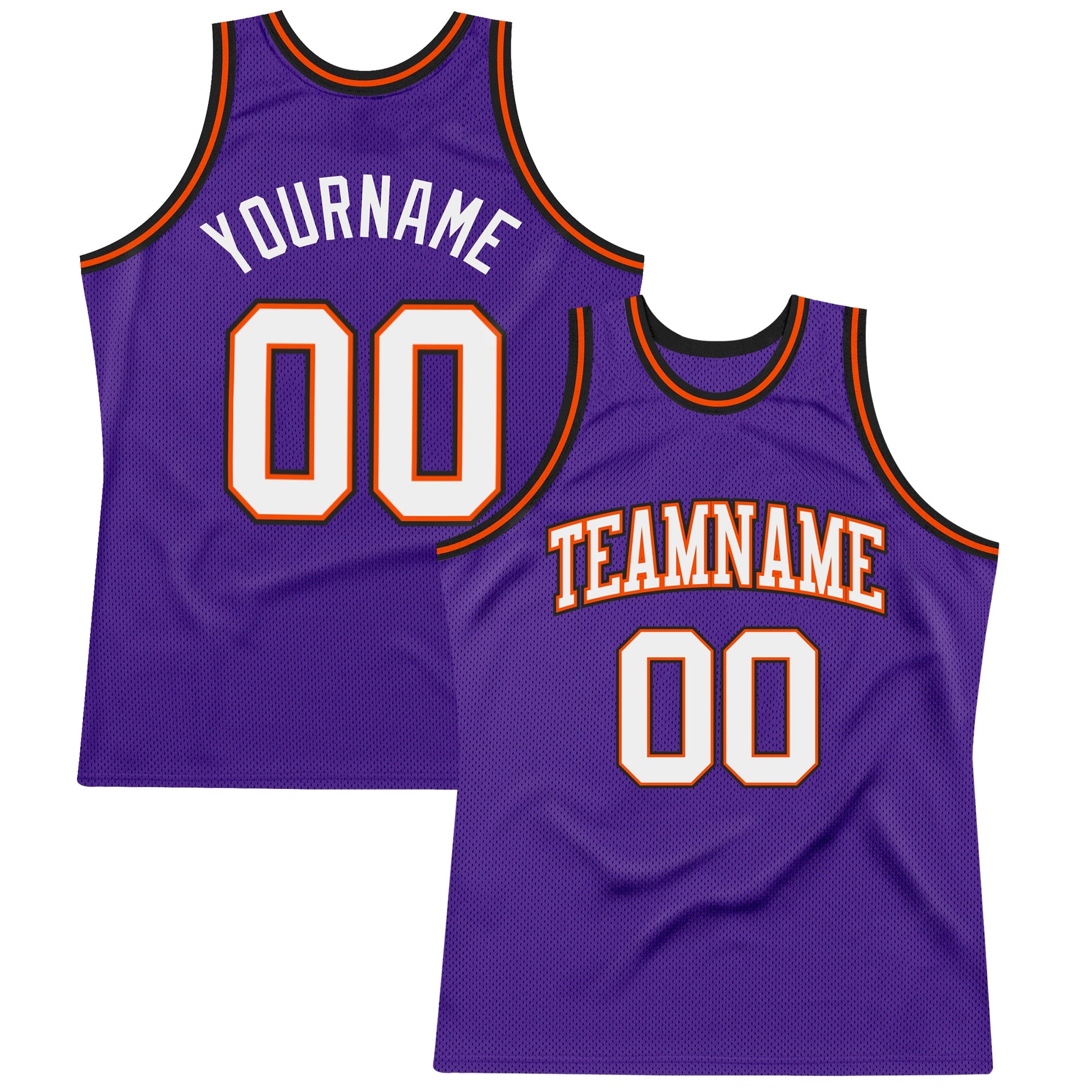 Custom Purple White Orange-Black Authentic Throwback Basketball Jersey - Sky-Custom