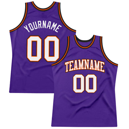 Custom Purple White Orange-Black Authentic Throwback Basketball Jersey - Sky-Custom