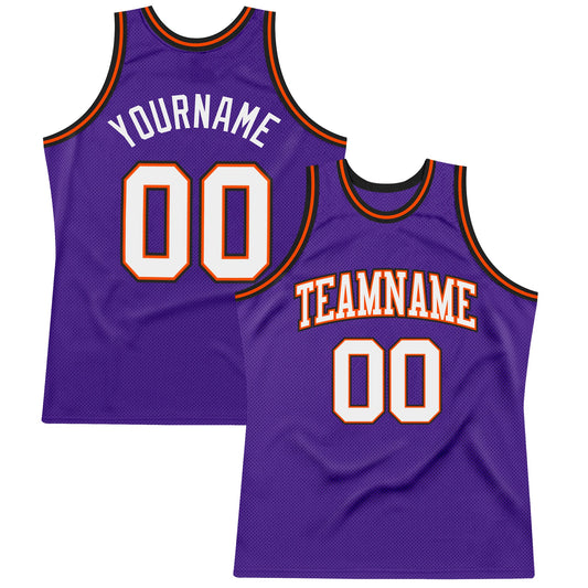Custom Purple White Orange-Black Authentic Throwback Basketball Jersey - Sky-Custom