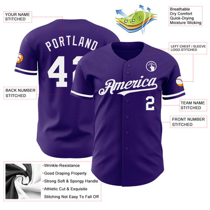 Custom Purple White Authentic Baseball Jersey - Sky-Custom