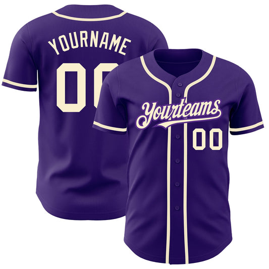 Custom Purple Cream Authentic Baseball Jersey - Sky-Custom