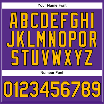 Custom Purple Black Pinstripe Gold Authentic Baseball Jersey - Sky-Custom