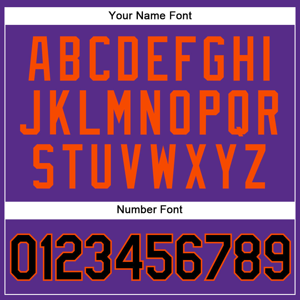 Custom Purple Black Pinstripe Orange Authentic Baseball Jersey - Sky-Custom