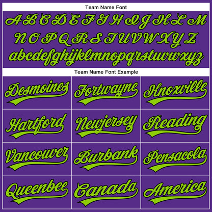 Custom Purple Black Pinstripe Neon Green Authentic Baseball Jersey - Sky-Custom