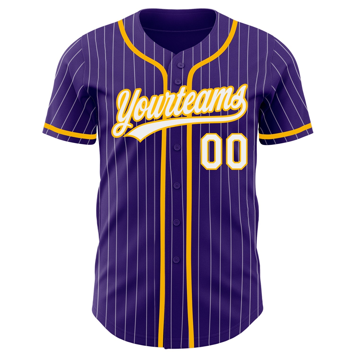 Custom Purple White Pinstripe Gold Authentic Baseball Jersey - Sky-Custom