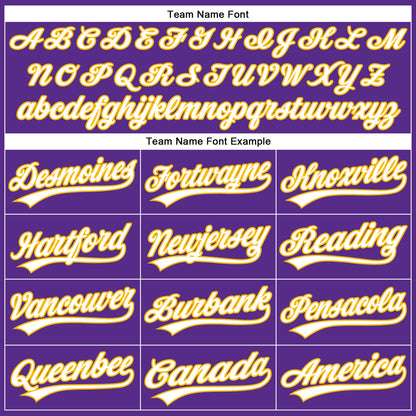 Custom Purple White Pinstripe Gold Authentic Baseball Jersey - Sky-Custom