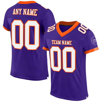 Custom Purple White-Orange Mesh Authentic Football Jersey - Sky-Custom