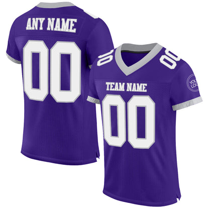 Custom Purple White-Gray Mesh Authentic Football Jersey - Sky-Custom