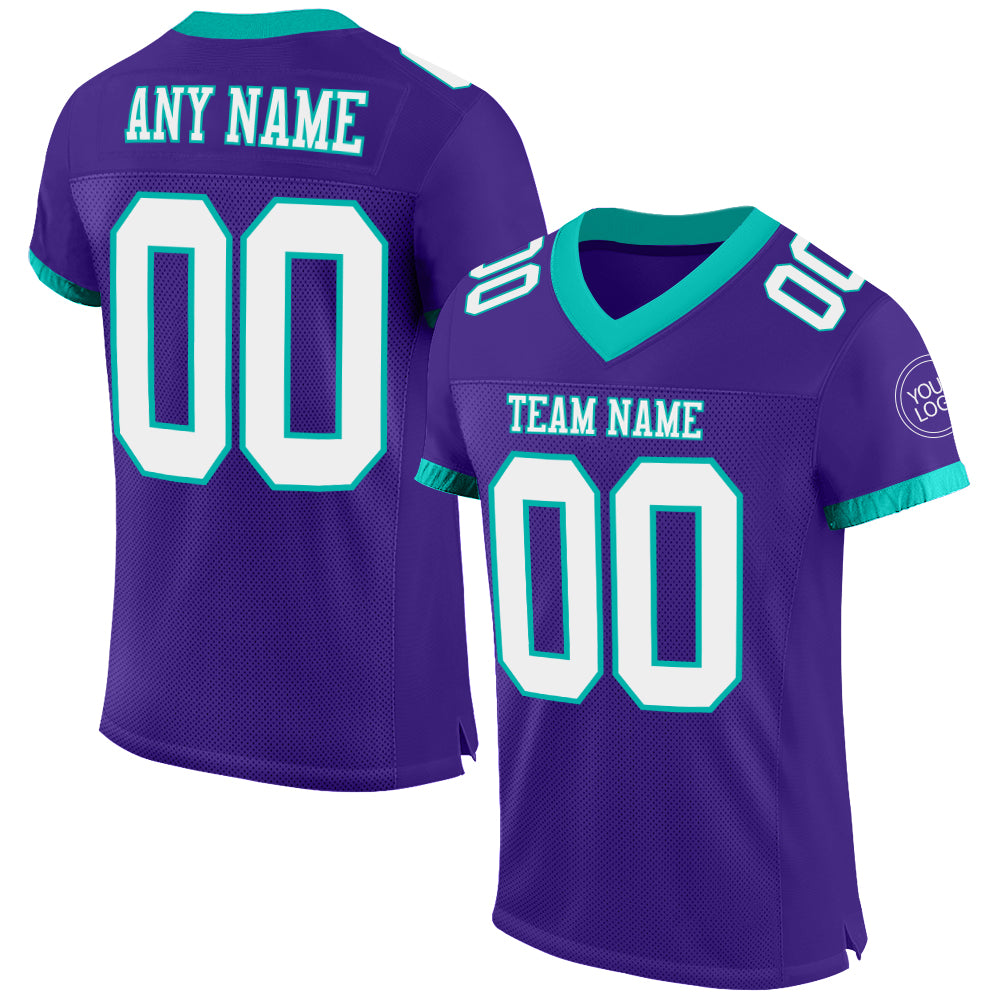 Custom Purple White-Aqua Mesh Authentic Football Jersey - Sky-Custom
