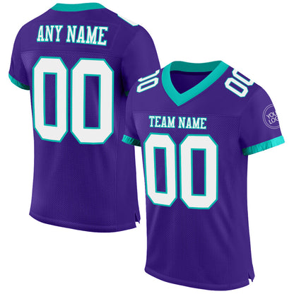 Custom Purple White-Aqua Mesh Authentic Football Jersey - Sky-Custom