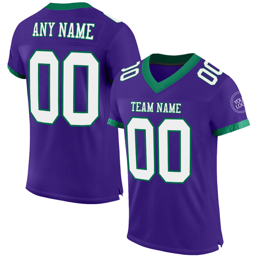 Custom Purple White-Kelly Green Mesh Authentic Football Jersey - Sky-Custom