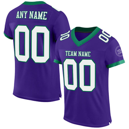 Custom Purple White-Kelly Green Mesh Authentic Football Jersey - Sky-Custom