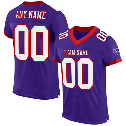 Custom Purple White-Red Mesh Authentic Football Jersey - Sky-Custom