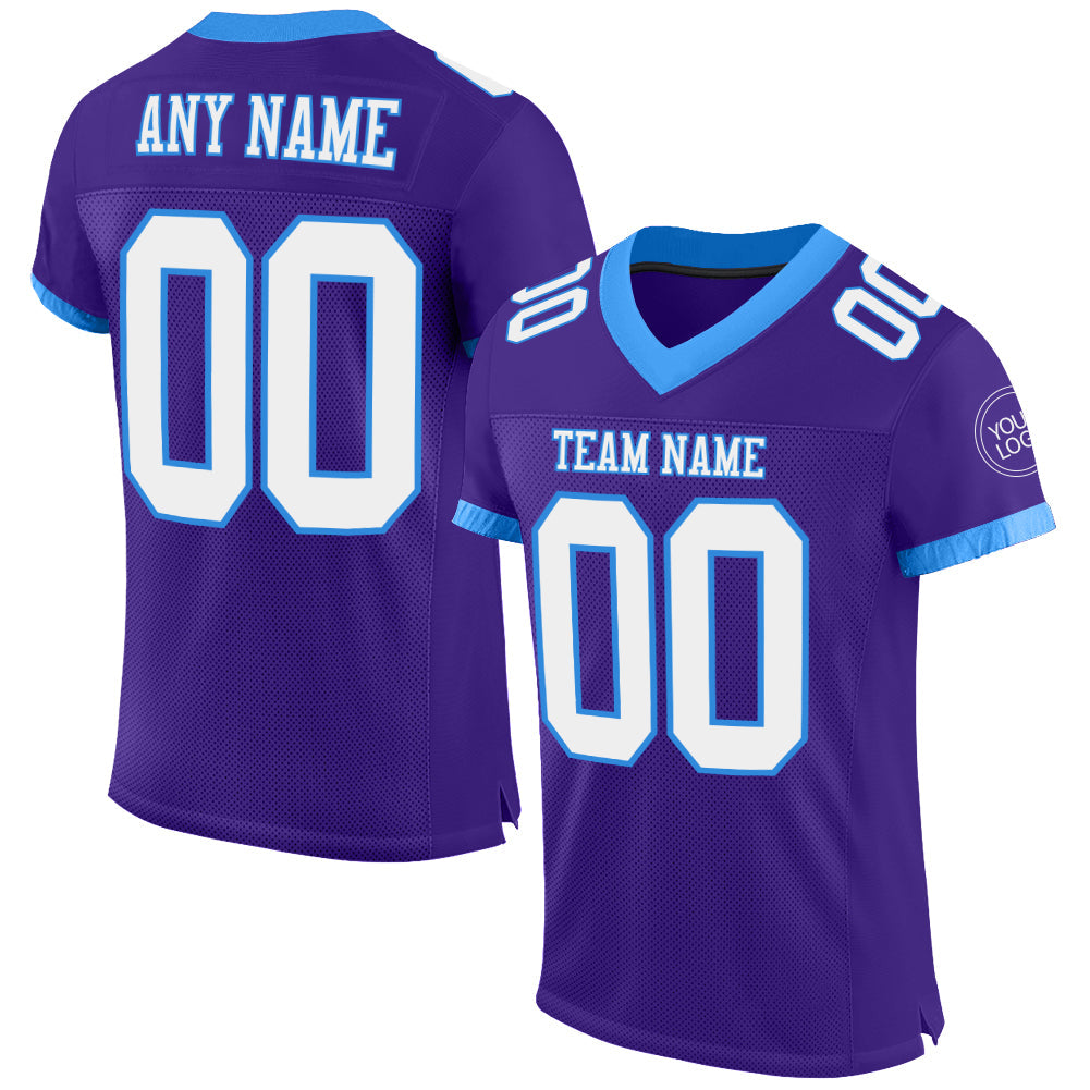 Custom Purple White-Powder Blue Mesh Authentic Football Jersey - Sky-Custom