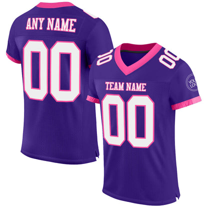 Custom Purple White-Pink Mesh Authentic Football Jersey - Sky-Custom