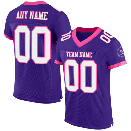 Custom Purple White-Pink Mesh Authentic Football Jersey - Sky-Custom